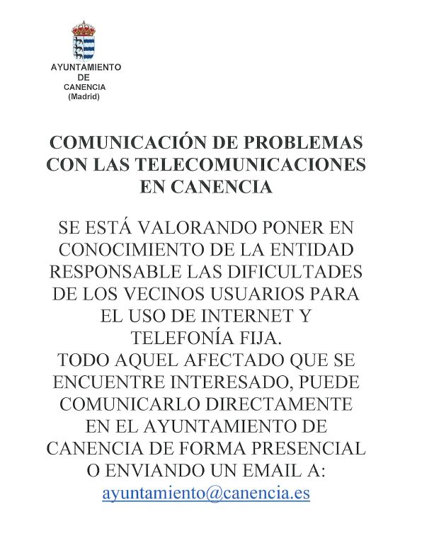 PROBLEMAS TELECOMUNICACIONES CANENCIA