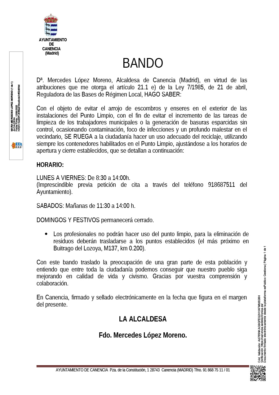 20250812 Publicación BANDO PUNTO LIMPIO 2025