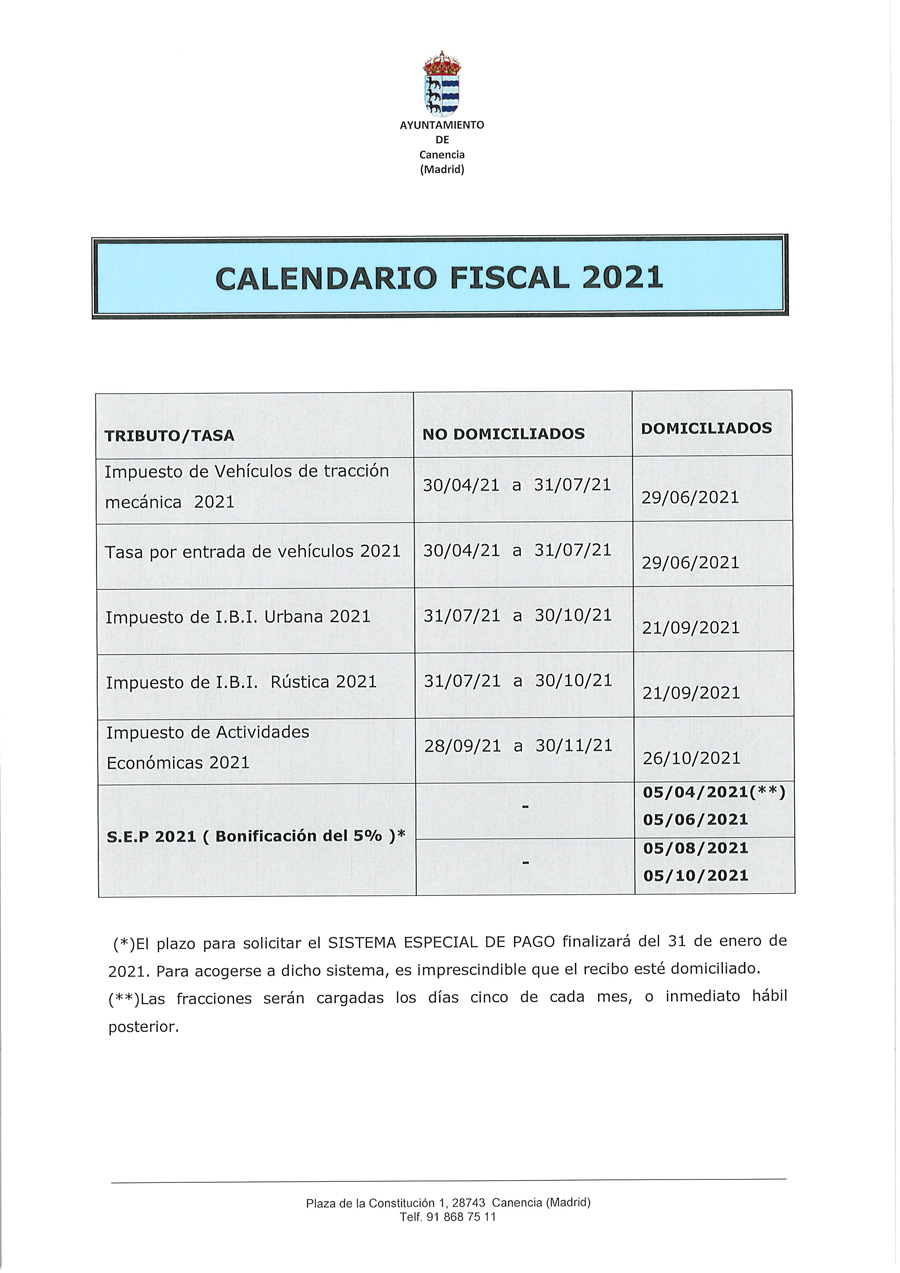 calendario fiscal 2021